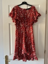 Women Angle Eye Summer Dress Size 8 Red With Floral Print