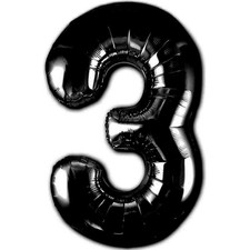Balloon 3rd birthday number 3 black XXL giant foil balloon 100 cm
