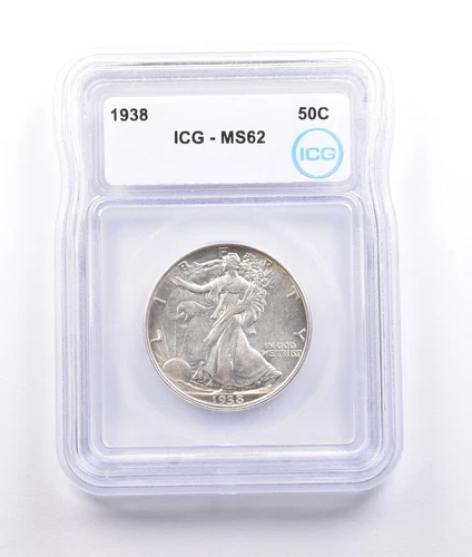 1938 Walking Liberty Half Dollar MS62 ICG *6933