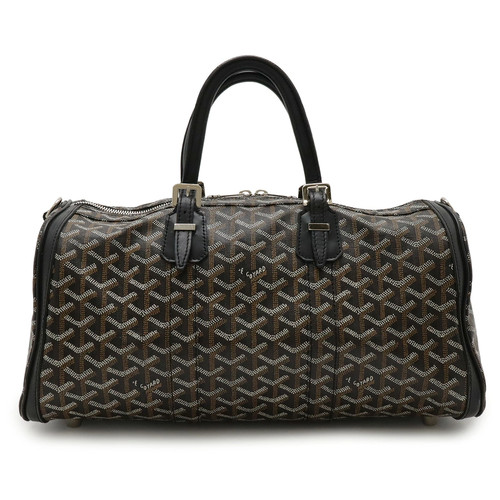 Goyard PVC Handbag Coated Canvas / Leather Black / Brown / White Unisex #BLB473