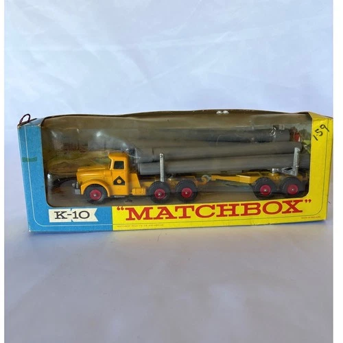 Vintage Matchbox King Size K-10 Pipe Truck Lesney Product Yellow Diecast In Box