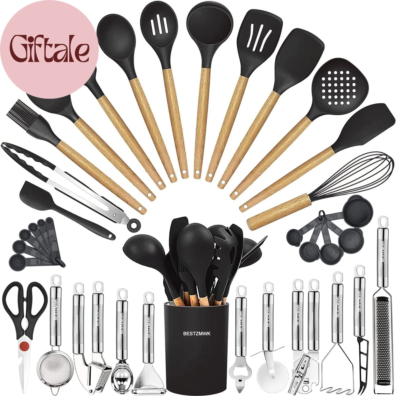 Cooking Utensils Set- 35 Pcs Kitchen Utensils with Grater,Tongs, Spoon Spatula &