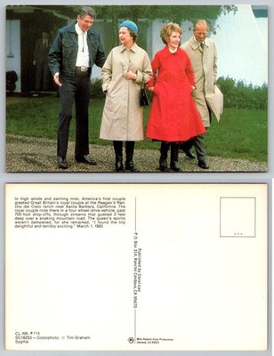 Reagan Ranch Queen Elizabeth II Nancy Reagan Prince Philip 1983 Postcard