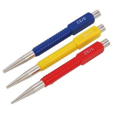 3-teiliges Locher-Set Nägel Brads Heftklammern farbkodiert wärmebehandelter legierter Stahl Soft Grip