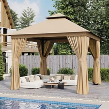 Outdoor Gazebo for Patio 10X10, Metal Frame Canopy with Double Roofs, Heavy Duty