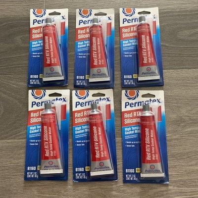 Lot Of 6 Permatex Red RTV Silicone High Temp Gasket Maker 3 oz 81160 New