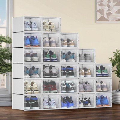 TAUS Stackable Storage Boxes, Organizers and Drawers for Shoes - Black/White