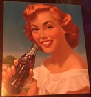 Vintage 1950-1960?Coca-Cola Girl Cardboard Advertising Sign ORIGINAL 18”x15.5”