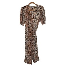 FAITHFULL THE BRAND Abbey Vestito Avvolgente Leopardato Media Stampa Animalier