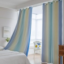 Double Layer Ombre Curtains for Girls Room Girls Bedroom Room Grommets Top 63...