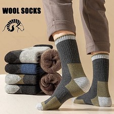 Merino Wool Socks Thick Warm Winter Thermal Hiking Crew Socks Men Women