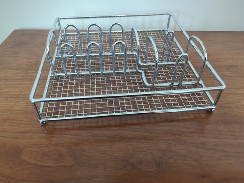 VINTAGE 1980's HEAVY CHROME KITCHEN/BUFFET TABLE FLATWARE HOLDER CADDY TRAY - 第 4/6 張圖片