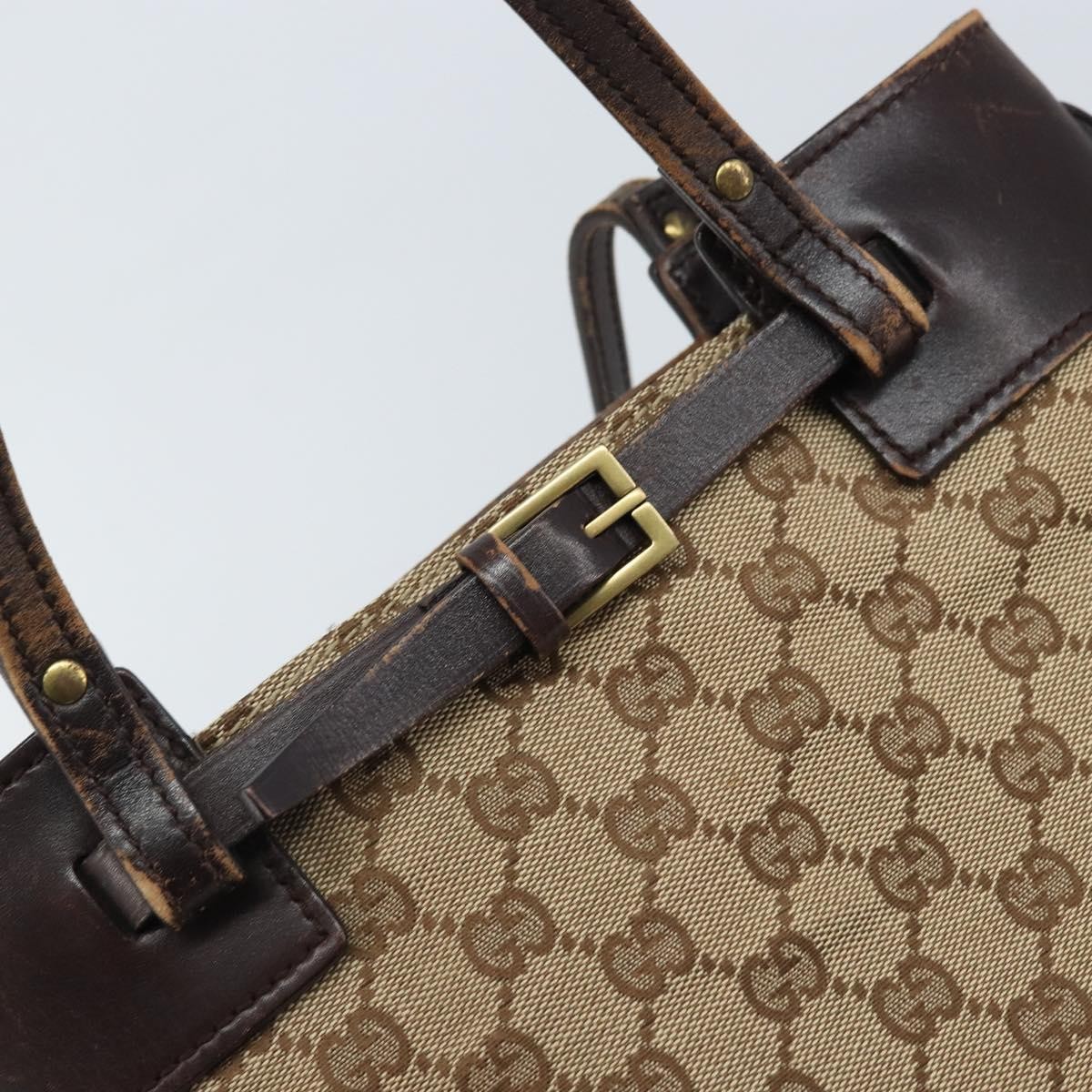 GUCCI GG Canvas Hand Bag Beige Gold 107757 Auth LNZ827 | eBay