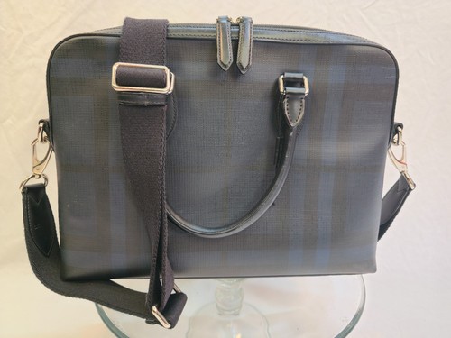 Burberry Nova Check Black Leather Trimmed Tote