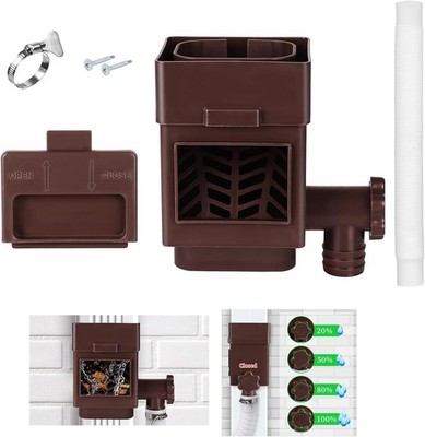 Rain Barrel Diverter Kit, Downspout Fits for 2''x 3'' or 3''x 4'' Brown 
