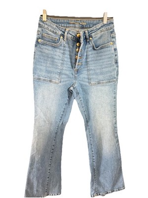 Michael Kors Women s Denim Blue Jeans - Kick Flare Button Fly Size 6 Light Wash
