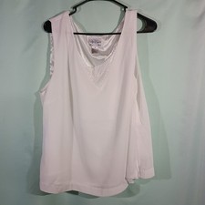 White Sleeveless Blouse V Neck Lace Detail Tank Top Lightweight