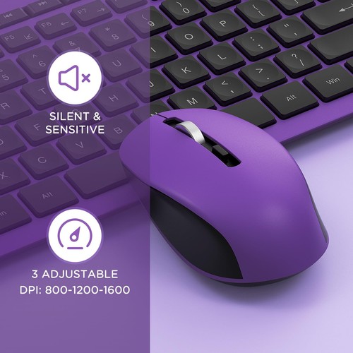 Wireless Keyboard and Mouse Combo, 2.4GHz Cordless Quiet Keyboard Mouse with ... - Afbeelding 6 van 7
