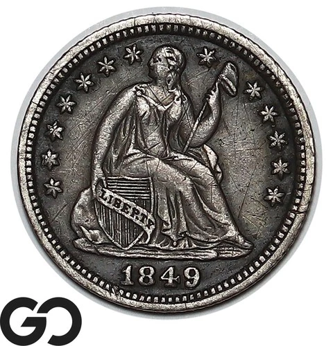 1849 Seated Liberty Half Dime, Choice XF Collector Type Coin