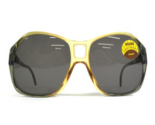 Vintage Zeiss Sunglasses 689 AO8 8058 Yellow Green Square Frames w/ Gray Lenses