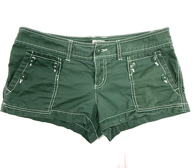 VTG Y2K Mossimo Micro Mini Hipster Hip Hugger Olive Green Nautical Shorts Sz 9