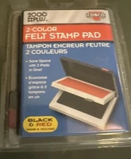 Cosco 090468 Two-Color Felt Stamp Pads Red/Black - Sealed -New In Packaging.