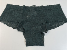 Victoria's Secret Pink Sheer Floral Lace Cheeky Panties Dark Green Size Large