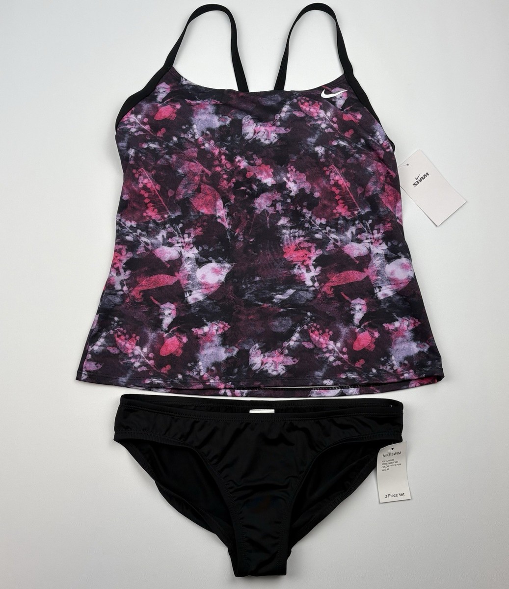 Nike Women's Earth Dye Racerback Tankini Set 2-Piece Purple Black