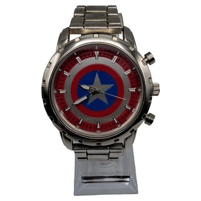 Marvel Captain America Schild Armbanduhr Herren Edelstahl Silber CTA2108