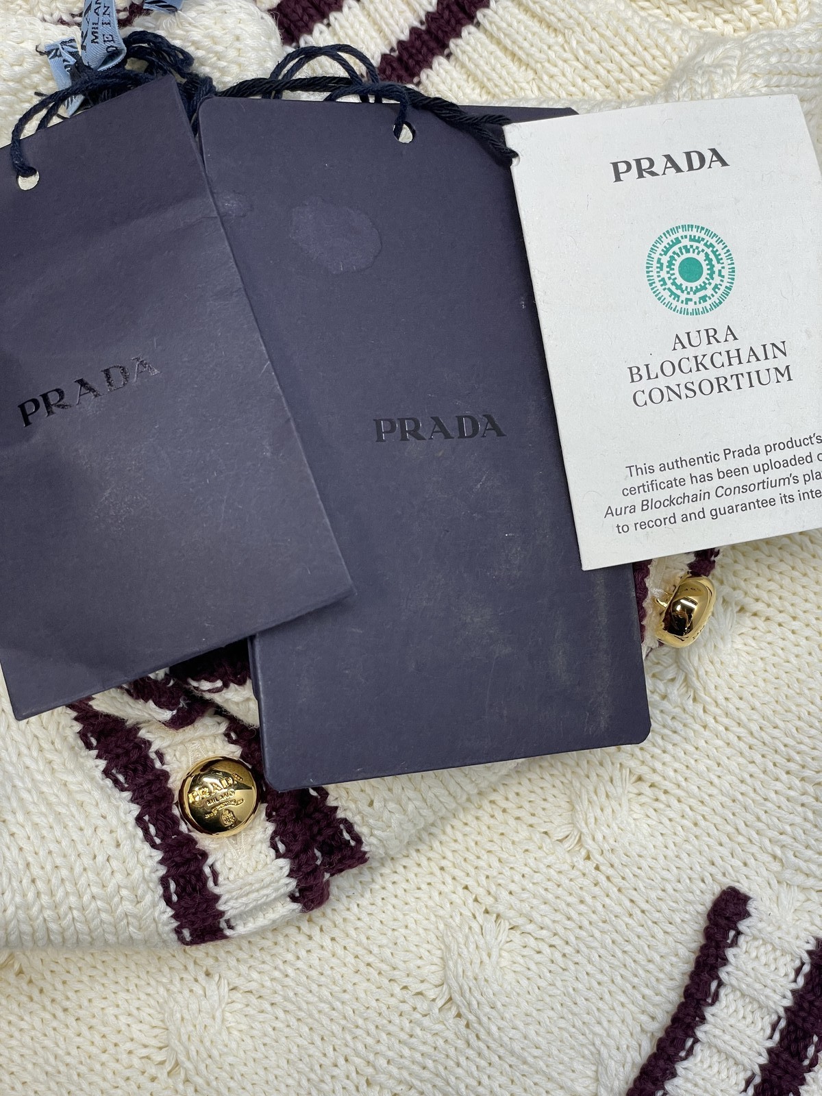 Prada Women's Dress Cable Cotton Mini Size 38/US 2 Ivory/Red thumbnail 3