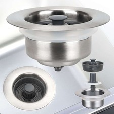 3 in 1 Stainless Steel Sink Aid Drain Strainer Stopper Kitchen Basket Filter