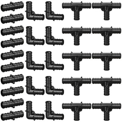 1/2'' Poly PPSU Barb Crimp PEX Fitting, 30pcs PEX Fitting Combo, 10pcs Each El...