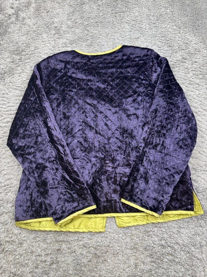 Coldwater Creek Jacket Women Large Silk Purple Velvet Burnout Reversible Bomber - Image 4 of 4