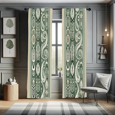 Boho Curtains, Simplistic Ethnic Look Botanical Ornaments as Stripes Neutral ...