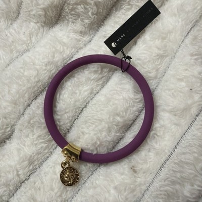 Marc by Marc Jacobs Bracelet Plum Purple Rubber Gold Turnlock NWT