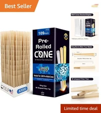 Slow Burn King Size Pre Rolled Cones - 1000 Natural Unbleached with Filter Tips
