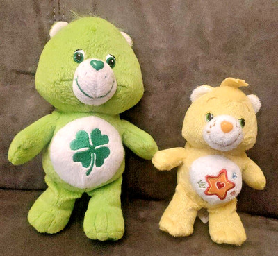 2003 Care Bear Plüsch ''Good Luck Bear'' 9 Zoll plus 2013 Super Star Bär 6,5 Zoll
