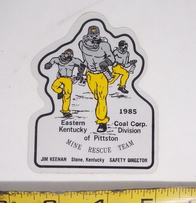 Eastern Kentucky Coal Corp. Mining Rescue Team Sticker 1985 Pittston Gray Yellow