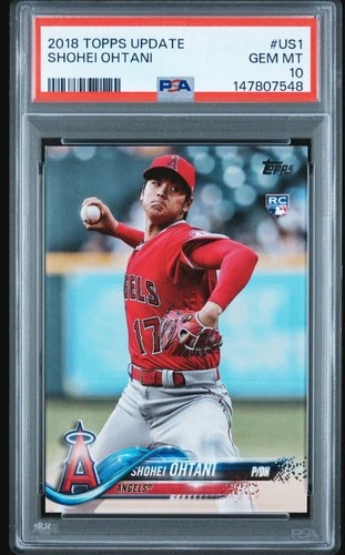 2018 TOPPS UPDATE SHOHEI OHTANI #US1 PITCHING RED JERSEY RC PSA 10