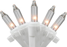 100 Clear Mini Replacement Christmas Lights with Clips for Yard Art Decorations