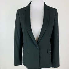 Ann Taylor Black One Button Suit Blazer size 6 Petite Career Academia