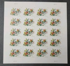2018 LOVE FLOURISHES #5255 Sheet of 20 Forever Stamps MNH 