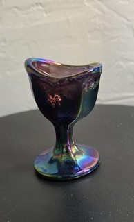 Vintage Carnival Glass Optical Medical Eye Wash Cup Iridescent Amethyst