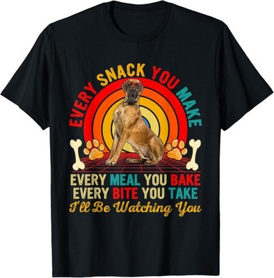 Funny Snack Meal And Bite I'll Be Watching You Great Dane T-Shirt