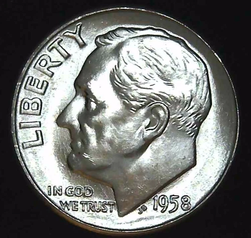 1958-P 10C Roosevelt Dime BU 90% Silver 26ohw0117-3