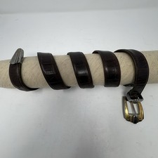 Vintage ONYX By Brighton Brown Belt 42 19023 Full Grain Glove Lining Gold Silver