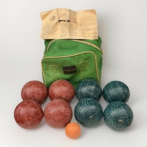 Vintage Brookstone Bocce Ball Set 8 Balls Pallino Bag VTG
