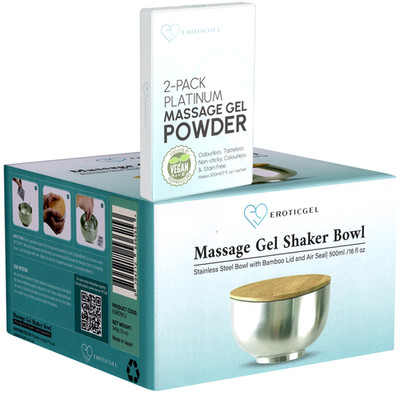 Eroticgel Massage Gel Set   2x5g Nuru Pulver + Edelstahl Schale mit Deckel