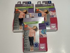 NWT 3 Packages 3 Pairs Hanes Classics Cotton Stretch Brief Panties Girls Size 6