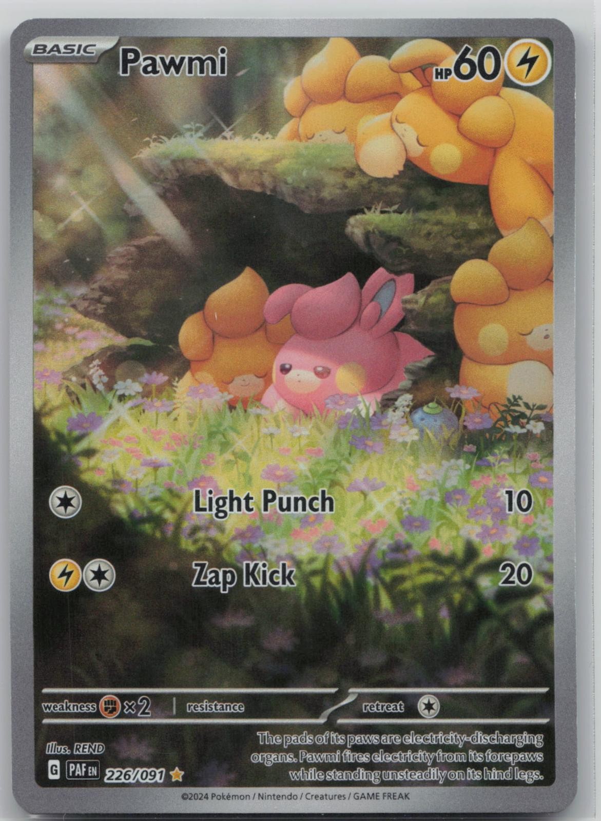 Pawmi 226/091 Illustration Rare Paldean Fates Pokemon Holo Near Mint